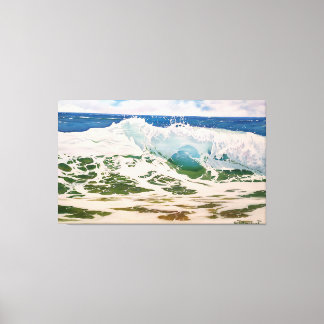 Golfslag op de Kust: Realistisch Zeegezicht  Canvas Afdruk