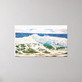 Golfslag op de Kust: Realistisch Zeelandschap  Canvas Afdruk