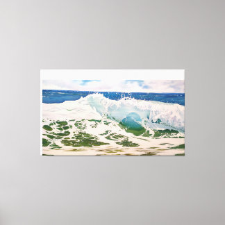 Golfslag op de Kust: Realistisch Zeelandschap  Canvas Afdruk