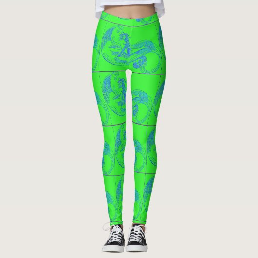 golfslagzeemeermin groen leggings (Voorkant)
