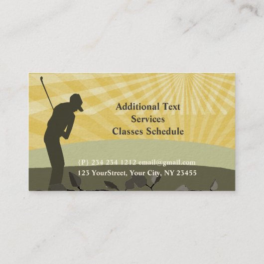 Golfspel in de Sunshine Golf Player Coach Visitekaartje (Achterkant)