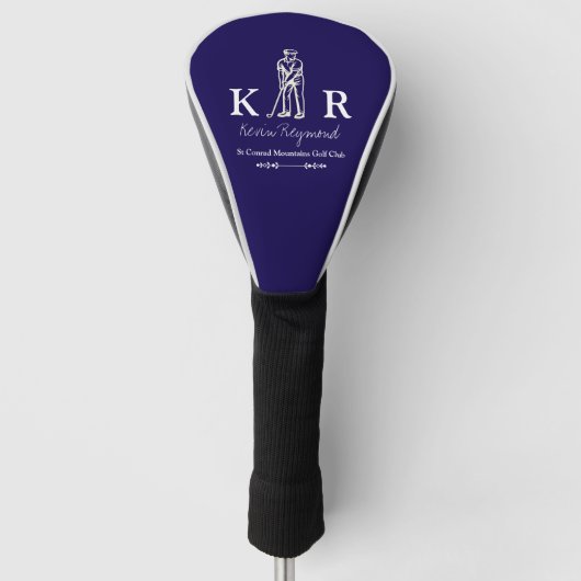 Golfspeler Classic Golfer Monogram Blauw Golfheadcover (Voorkant)