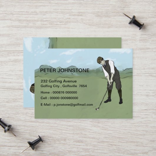  golfspeler contactkaarten contactkaartje (Voorkant / Achterkant in situ)