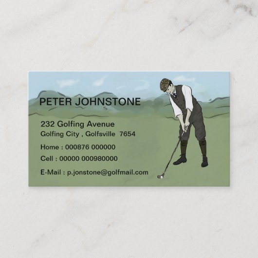 golfspeler contactkaarten contactkaartje (Voorkant)