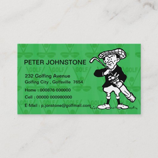  golfspeler contactkaarten contactkaartje (Voorkant)