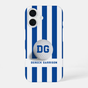 Golfspeler Deep Blue Initialen iPhone 16 Hoesje