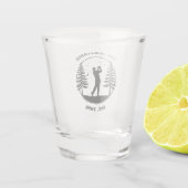Golfspeler Dennenbomen Naam Toevoegen Shot Glas (Achterkant)