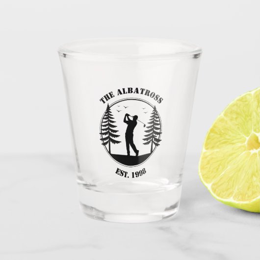 Golfspeler Dennenbomen Naam Toevoegen Shot Glas (Voorkant)