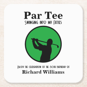 Golfspeler die mijn vijftigste verjaardag binnen s kartonnen onderzetters