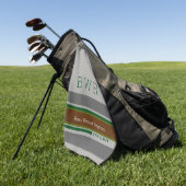 golfspeler en initialen modern gestript golfhanddoek (Groen)