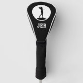 Golfspeler gepersonaliseerd gemerkt Zwart & Wit Golfheadcover (Voorkant)