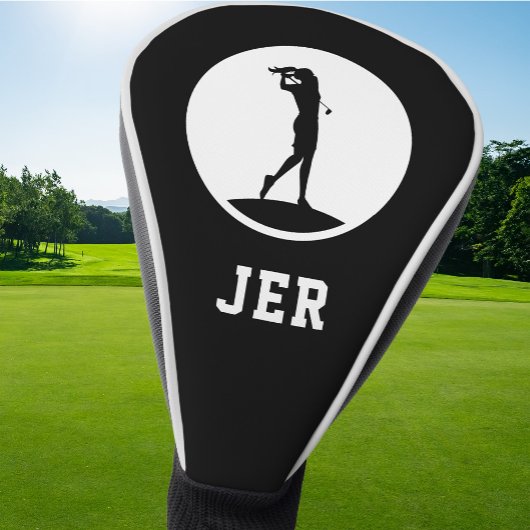 Golfspeler gepersonaliseerd gemerkt Zwart & Wit Golfheadcover