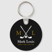 Golfspeler Gepersonaliseerde Golfer Zwart Sleutelhanger (Voorkant)