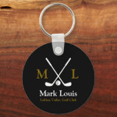 Golfspeler Gepersonaliseerde Golfer Zwart Sleutelhanger (Voorkant)
