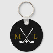 Golfspeler Gepersonaliseerde Golfer Zwart Sleutelhanger (Achterkant)