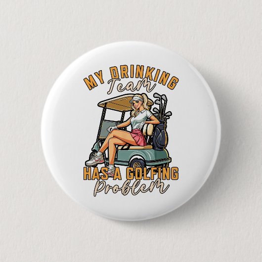 Golfspeler Golfen Mijn Drink team heeft een golfba Ronde Button 5,7 Cm (Voorkant)