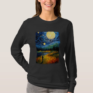 Golfspeler Golfer Golfen Sterrennacht Schilderen T-shirt
