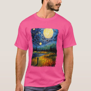 Golfspeler Golfer Golfen Sterrennacht Schilderen T-shirt