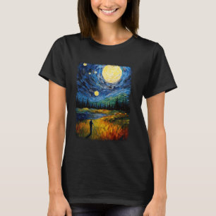 Golfspeler Golfer Golfen Sterrennacht Schilderen T-shirt