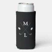 Golfspeler / Golfer Monogram / gepersonaliseerd zw Seltzer Blikjeskoeler (Seltzer Achterkant)