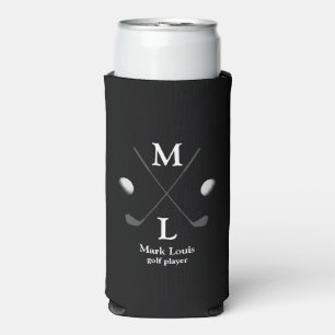 Golfspeler / Golfer Monogram / gepersonaliseerd zw Seltzer Blikjeskoeler