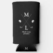 Golfspeler / Golfer Monogram / gepersonaliseerd zw Seltzer Blikjeskoeler (Voorkant)