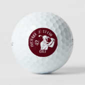 Golfspeler Icoon, Naam en Leeftijd diep rood Golfballen (Voorkant)