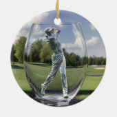 Golfspeler in een glazen tuimelaar met golfbaan, keramisch ornament (Achterkant)