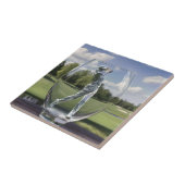 Golfspeler in een glazen tuimelaar met golfbaan, tegeltje (Zijkant)