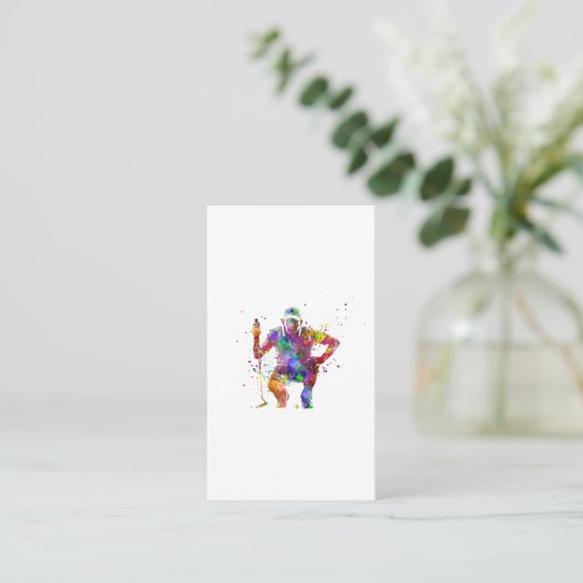 Golfspeler in waterverf visitekaartje (Staand voorkant)