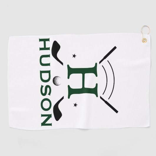 Golfspeler Initiaal Naam Aangepaste Monogram Golfhanddoek (Horizontaal)