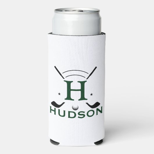 Golfspeler Initiaal Naam Aangepaste Monogram Seltzer Blikjeskoeler (Seltzer Achterkant)