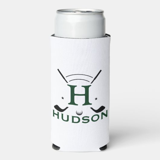 Golfspeler Initiaal Naam Aangepaste Monogram Seltzer Blikjeskoeler (Seltzer Voorkant)