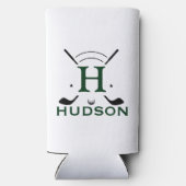 Golfspeler Initiaal Naam Aangepaste Monogram Seltzer Blikjeskoeler (Achterkant)