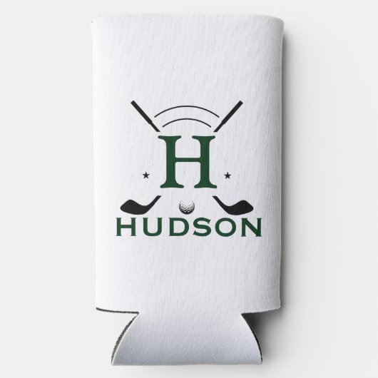 Golfspeler Initiaal Naam Aangepaste Monogram Seltzer Blikjeskoeler (Achterkant)