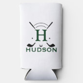 Golfspeler Initiaal Naam Aangepaste Monogram Seltzer Blikjeskoeler (Voorkant)