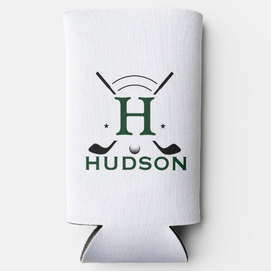 Golfspeler Initiaal Naam Aangepaste Monogram Seltzer Blikjeskoeler (Voorkant)