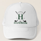 Golfspeler Initiaal Naam Aangepaste Monogram Trucker Pet (Voorkant)