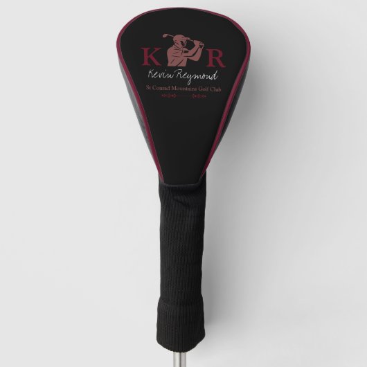 Golfspeler Initialen Script Naam Golfheadcover (Voorkant)