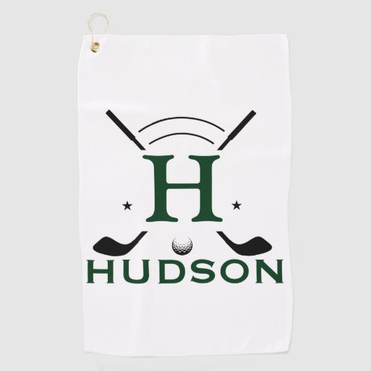 Golfspeler Initiële Naam Custom Monogram Golfhanddoek (Voorkant)
