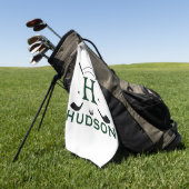 Golfspeler Initiële Naam Custom Monogram Golfhanddoek (Groen)