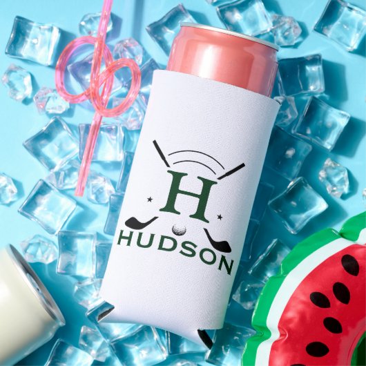 Golfspeler Initiële Naam Custom Monogram Seltzer Blikjeskoeler (Insitu Zomer)