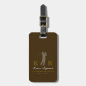 Golfspeler Klassieke Golfer Bruin Bagagelabel (Voorkant verticaal)