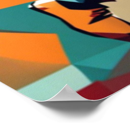 Golfspeler kubist Poster (Hoek)