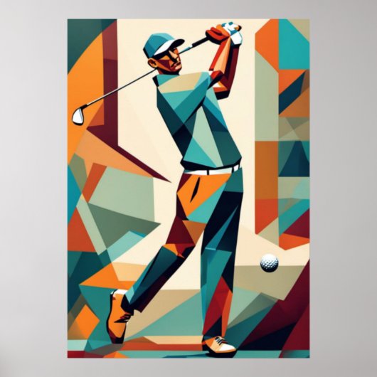 Golfspeler kubist Poster (Voorkant)