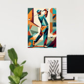 Golfspeler kubist Poster (Thuiskantoor)