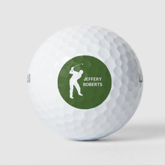 Golfspeler Logo met aangepaste Monogram Naam Golfballen (Voorkant)