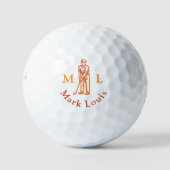 Golfspeler Man Icoon Initiaal / Naam Gepersonalise Golfballen (Voorkant)