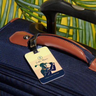 Golfspeler Man met Golfclub Elegant Modern Bagagelabel