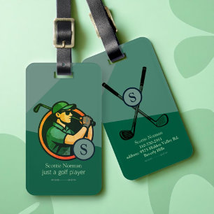 Golfspeler Modern Retro Groen Bagagelabel